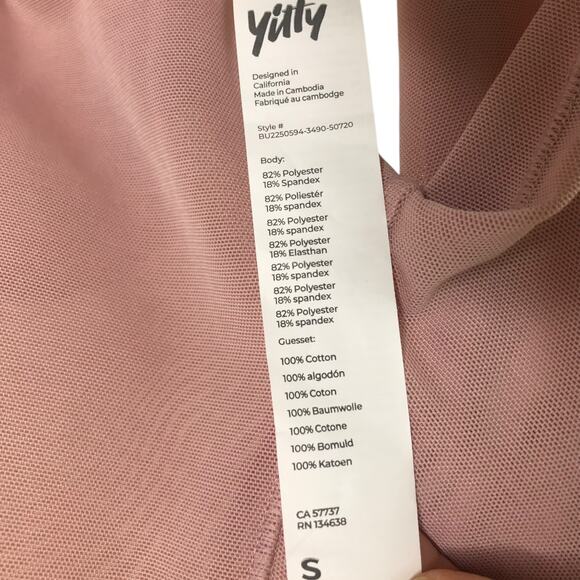 Yitty Bodysuit Women's Sz S Pink/ Skintone Mesh Me Smoothing Sleeved Thong NWT - Picture 6 of 7